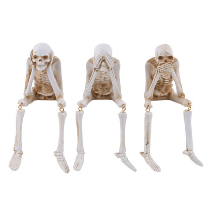 Arcticbird Set of 3 Halloween Skeleton Statues, See Speak Hear No Evil Halloween Skeleton Decorations, for Graveyard, Haunted House, Hallo-ween Decorations for Indoor and Outdoor