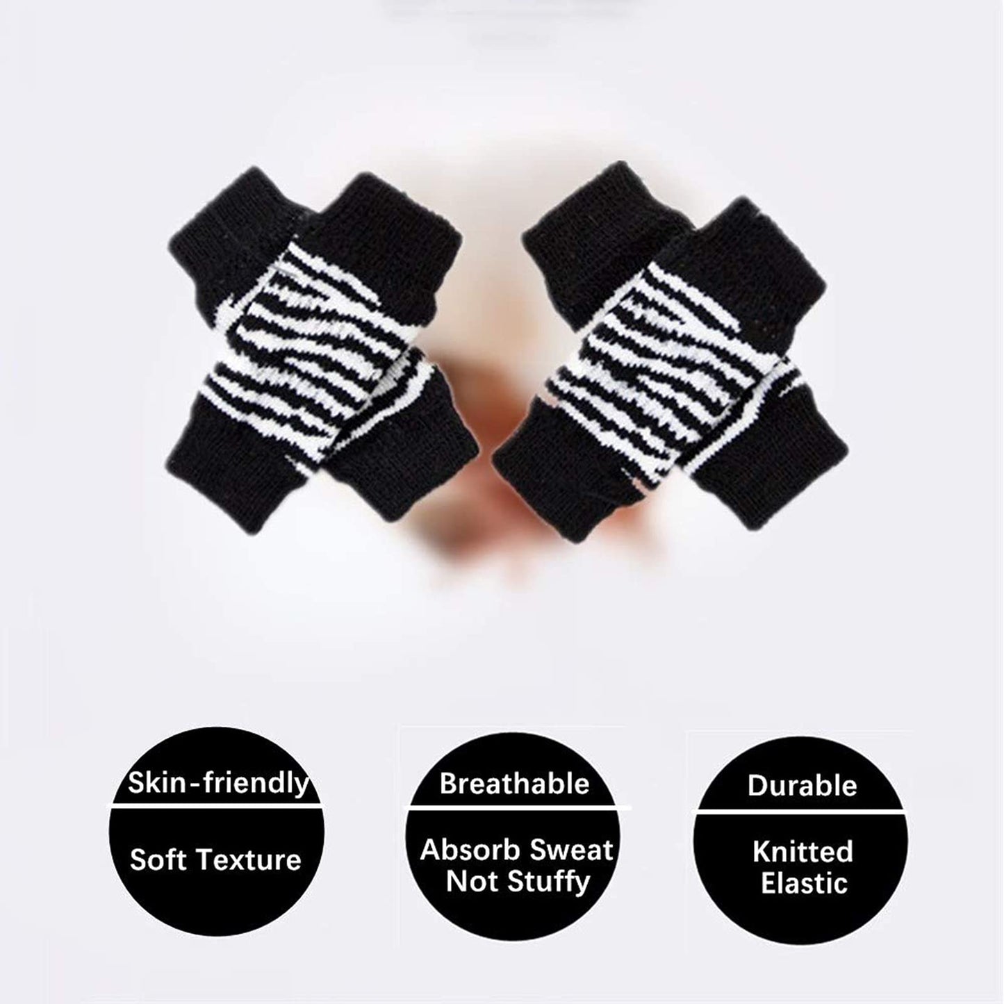 ROZKITCH 4PCS Dog Elbow Protector, Cheetah Leg Warmer Elbow Wrap, Leg Sleeve to Stop Licking, Pet Elastic Knitted Breathable Protective Socks for Chihuahua, Yorkshire Terrier Black M