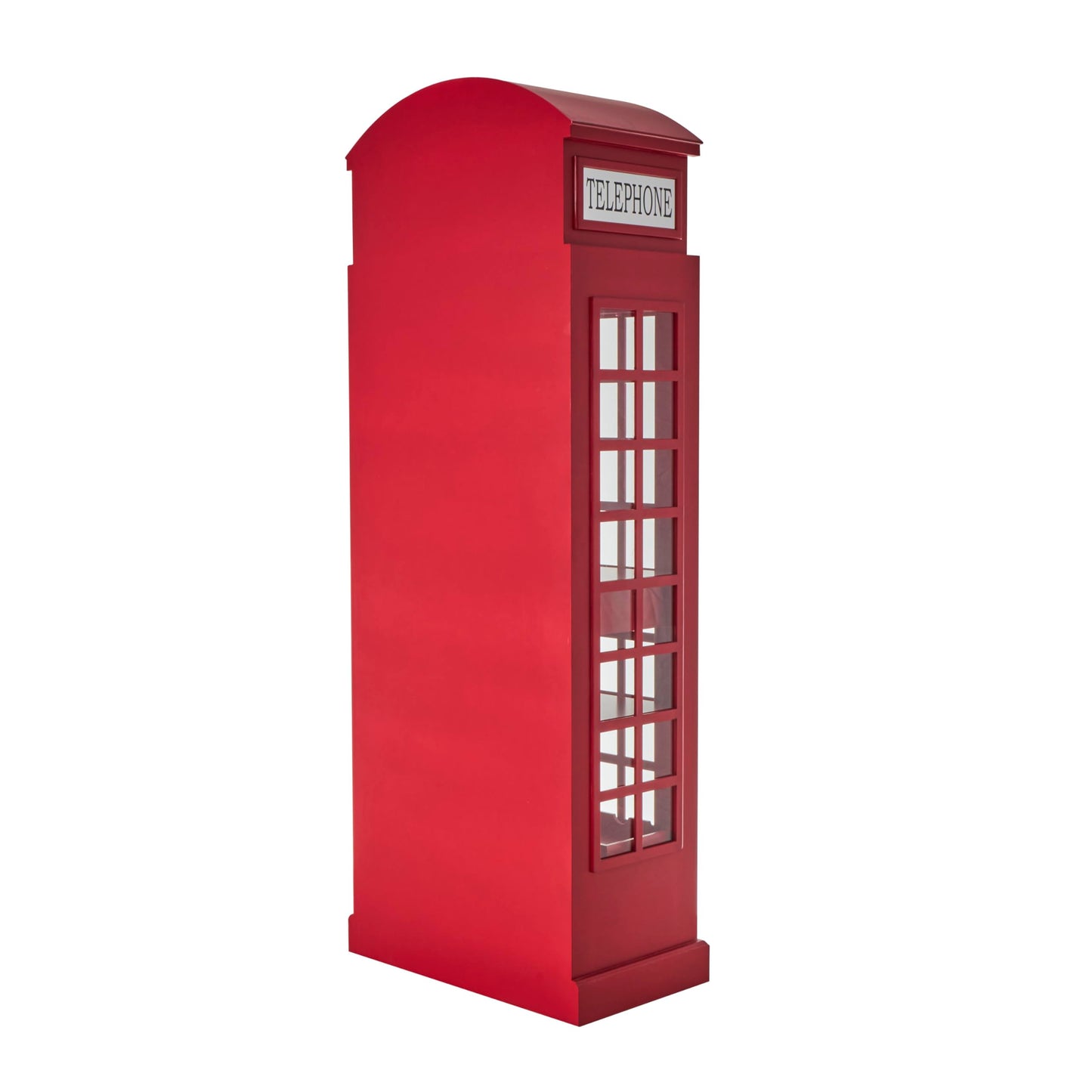 Deco 79 Wooden Telephone Standing Wine Rack Vintage London Booth 2 Shelf and 6 Bottle with Drawer Storage, 26" x 15" x 74", Red