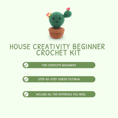 HOUSE CREATIVITY Crochet Kit for Beginners, Make 5 Hanging Potted Crochet Plants, Amigurumi Kit with Video Tutorial, Yarn, Hook & Pots, Cozy Stress Relief Gift for Adults, Cute Desk & Office Decor