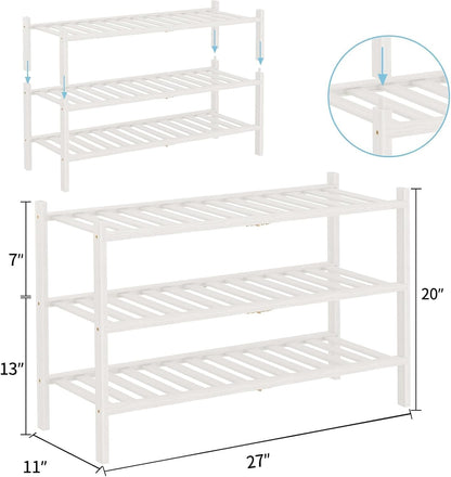 2 Closet RONGJlA Tier Bamboo Shoe Rack for Free Standing Wood Shoe Shelf Storage Organizer for Entryway Small Space