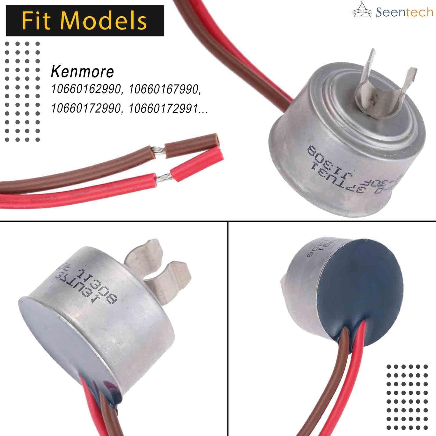 Seentech Lifetime 4387503 Bimetal Defrost Thermostat for Whirlpool, Kenmore Refrigerator/Freezer Replaces PS11742474