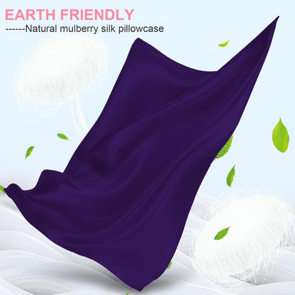 Mulberry Silk Pillowcases by Skiennix - 2 Pack Standard Size with Hidden Zipper | Soft, Breathable Cooling for Hair & Skin - Purple