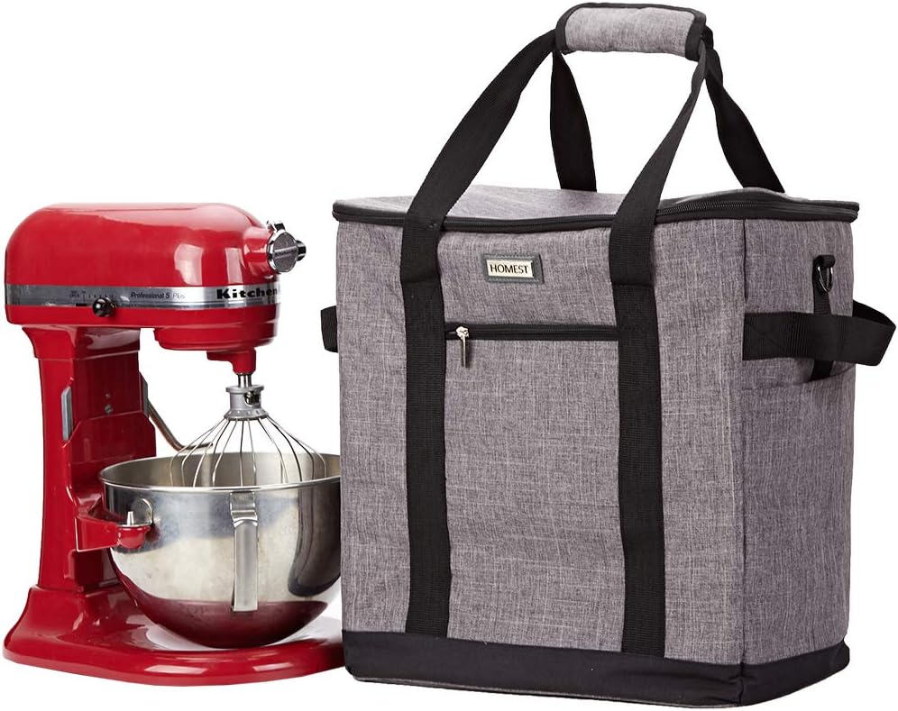 HOMEST Stand Mixer Dust Carry Bag with Pockets for KitchenAid Bowl Lift 5-8 Quart, Grey