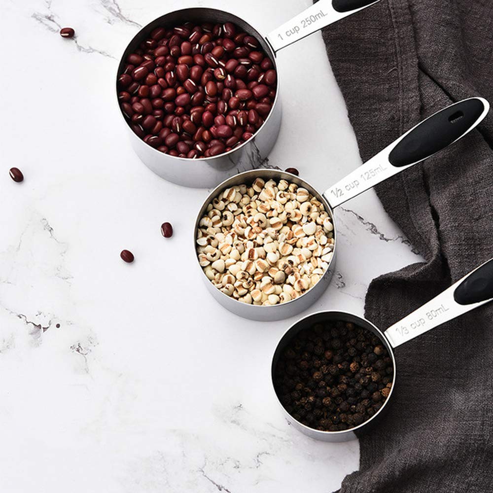 Measuring Cup and Magnetic Measuring Spoons Set, 5 Stainless Steel Nesting Measuring Cup & 7 Double Sided Stackable Magnetic Measuring Spoons & 1 Leveler, for Cooking Dry and Liquid Ingredient