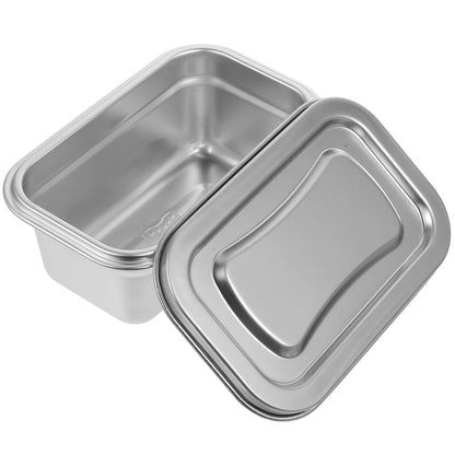 Amosfun Stainless Steel Ice Cream Container 6.69 X 4.33 X 2.75 Inch Sealed Household Freezer Storage Box Multi-Function Fridge Food Container