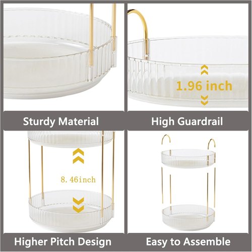 Asayuee 360 Rotating Makeup Organizer - Large 3-Tier Storage for Skincare & Cosmetics | Clear Finish