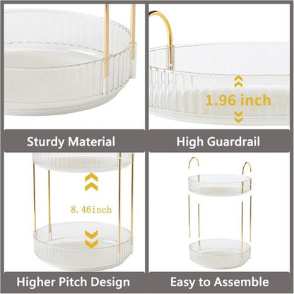 Asayuee 360 Rotating Makeup Organizer - Large 3-Tier Storage for Skincare & Cosmetics | Clear Finish
