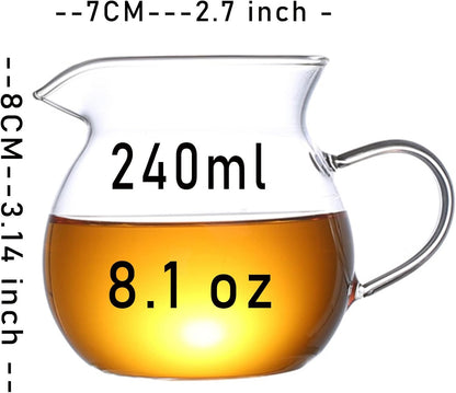 Glass Gong Dao Bei, Milk Pitcher/Cha Hai for Chinese Gong Kung Fu Tea, G-D-B1 (8.1 oz / 240 ml)