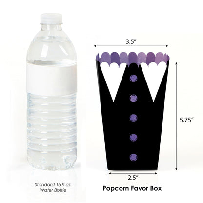 Big Dot of Happiness Goth Girl Popcorn Boxes, Black and Purple Halloween or Gothic Birthday Party Favor Treat Boxes - Set of 12