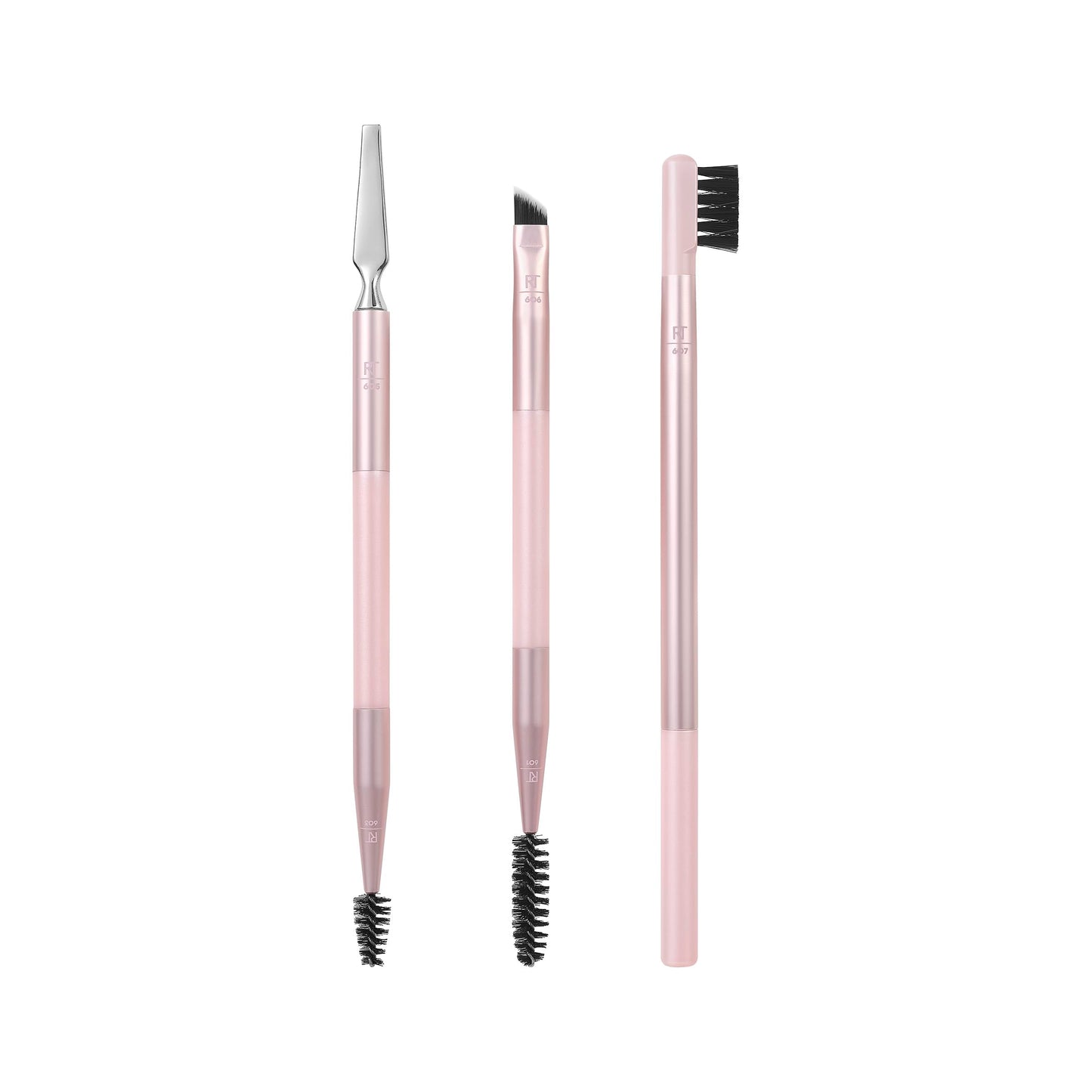 Real Techniques Eye Shade & Blend Makeup Brush Trio, For Eyeshadow & Liner, Makeup Tools for Shaping & Grooming Brows, Defined Makeup Look, Synthetic Bristles, Vegan & Cruelty-Free, 3 Count