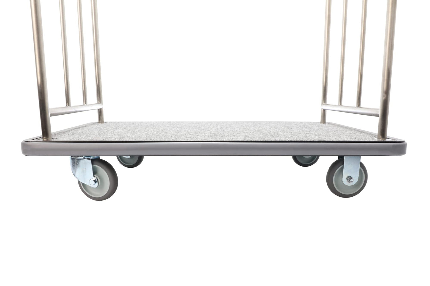 Wholesale Hotel Products Brushed Stainless Steel Luggage Cart – 800lb Capacity – Bellman Cart w/ 5” Rubber Wheels, for Hotel, Resorts, Condos, Commercial Use (Value Valet Series)
