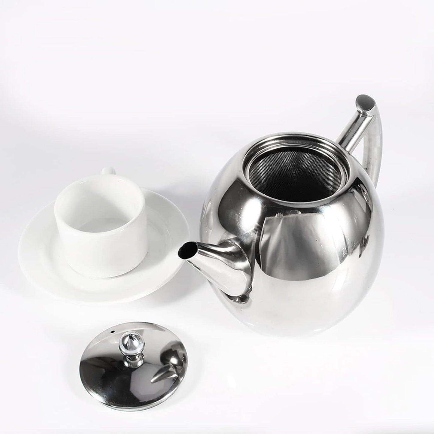 Stainless Steel Teapot with Filter, Large Capacity (1500ML), Metal Coffee Pot Water Container Kettle