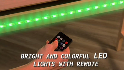 6-Foot Premium Shuffleboard Table w/LED Lights & Folding Legs - Wood Grain Edition