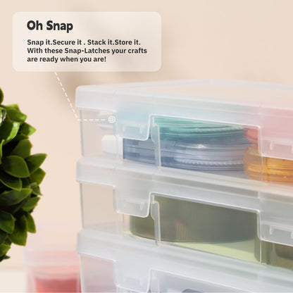novelinks Plastic Clear Storage Containers for Organizing, Craft Storage Organizers and Stackable Storage Bins with Lids for Pencil Box, Bead, Cookie Cutter, Board Game (18 Pack Small)