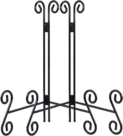 12 Inch Plate Stands for Display, 2 Pack Black Iron Adjustable Easel Stand for Photo Frame, Plate, Home Decoration