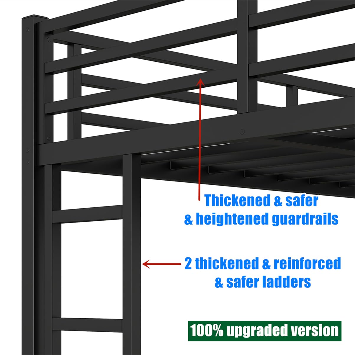 SICONE Stronger & Upgraded Heavy Duty Metal Bunk Bed Frame Full XL Over Queen Size, Safer Thickened More Stable Steel Bunkbed (White,Full XL Over Queen)