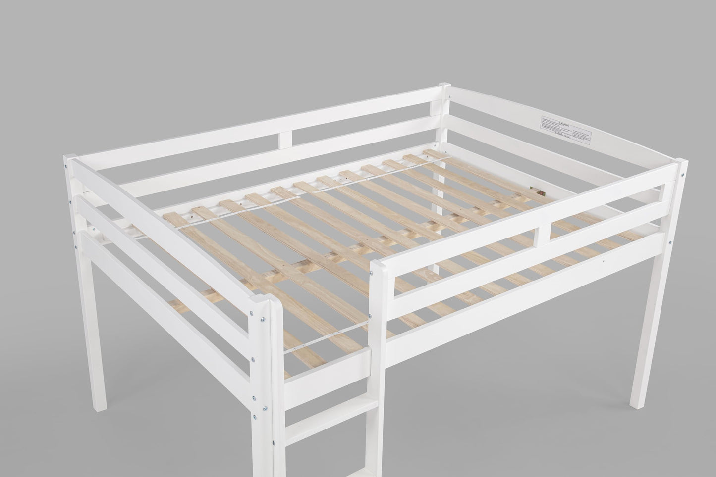 Tribeca Wood Low Loft Bed Frame / 14 Wood Slats Support/No Box Spring Necessary/Easy Assembly/Twin - White