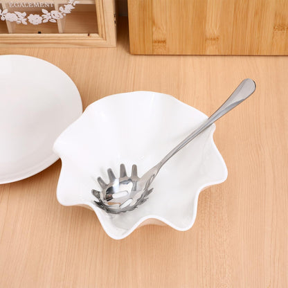 Angoily Spaghetti Spoon Stainless Steel Silver Pasta Spoon with Teeth Versatile Kitchen Tool for Noodle Egg Ramen Soup and Dumplings Cooking Pasta Server Utensil for Home Use 9.4 Inch