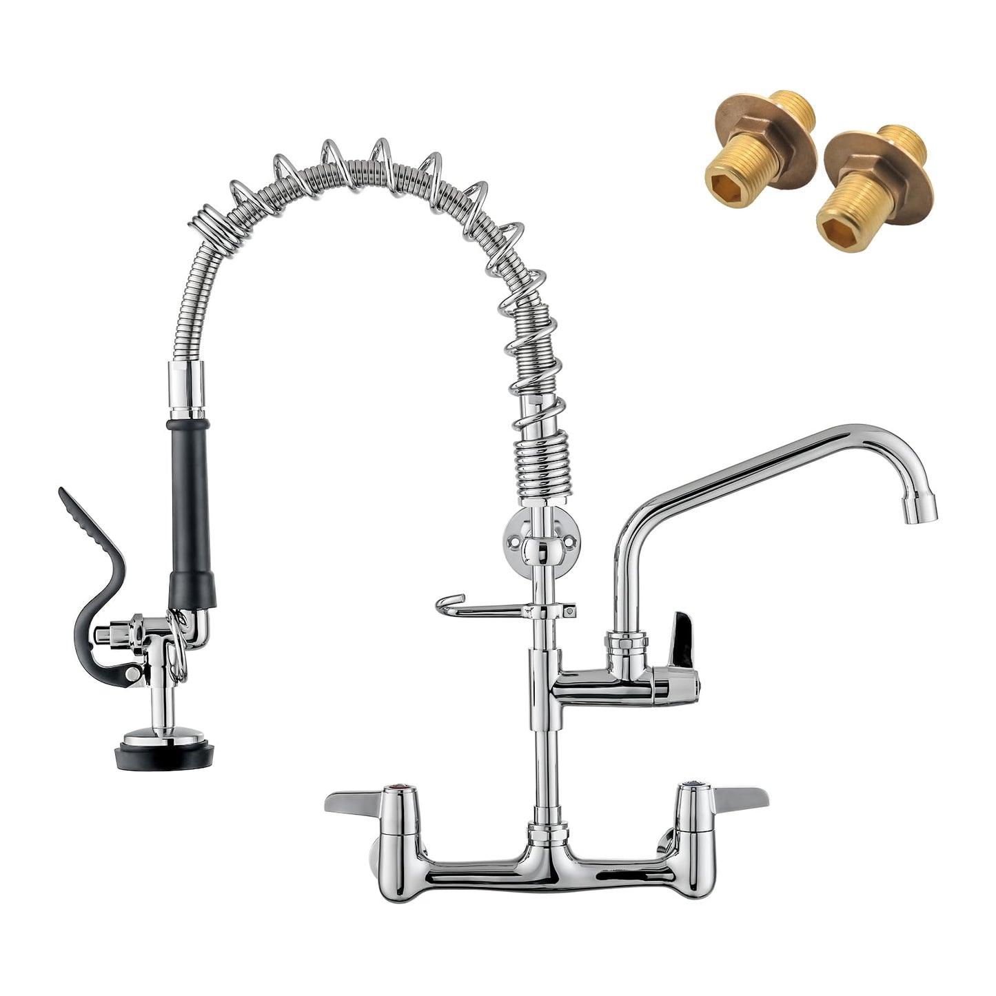 GIMILI Commercial Sink Faucet with Sprayer, 21" Height 8 Inch Center Pull Down Wall Mount Faucet for Restaurant, Kitchen, Industrial, Farmhouses Sink