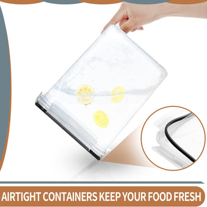 PRAKI Large Airtight Food Storage Containers 5.2L / 195oz, 4pcs Pantry Kitchen Organizers and Storage for Flour, Sugar, Baking Supplies, BPA Free, Plastic Flour Containers with 20 Labels & Maker