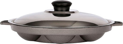 G & D Non Stick Appam Pan, 7 Pits Appam Maker with Stainless Steel Lid