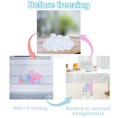 80 Pack Color-changing Reusable Ice Cube for Drinks, Colorful Square Plastic ice Cubes Without Diluting BPA Free, Refreezable Ice Cubes for Coffee, Wine, Whiskey, Cocktails