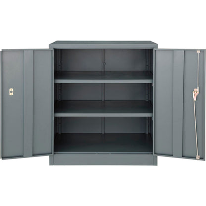 Global Industrial Counter Height Cabinet with Locking Lever Handle, 2 Height Adjustable Shelves, 300 lbs Shelf Capacity, 36" W x 24" D x 42" H, Unassembled, Gray