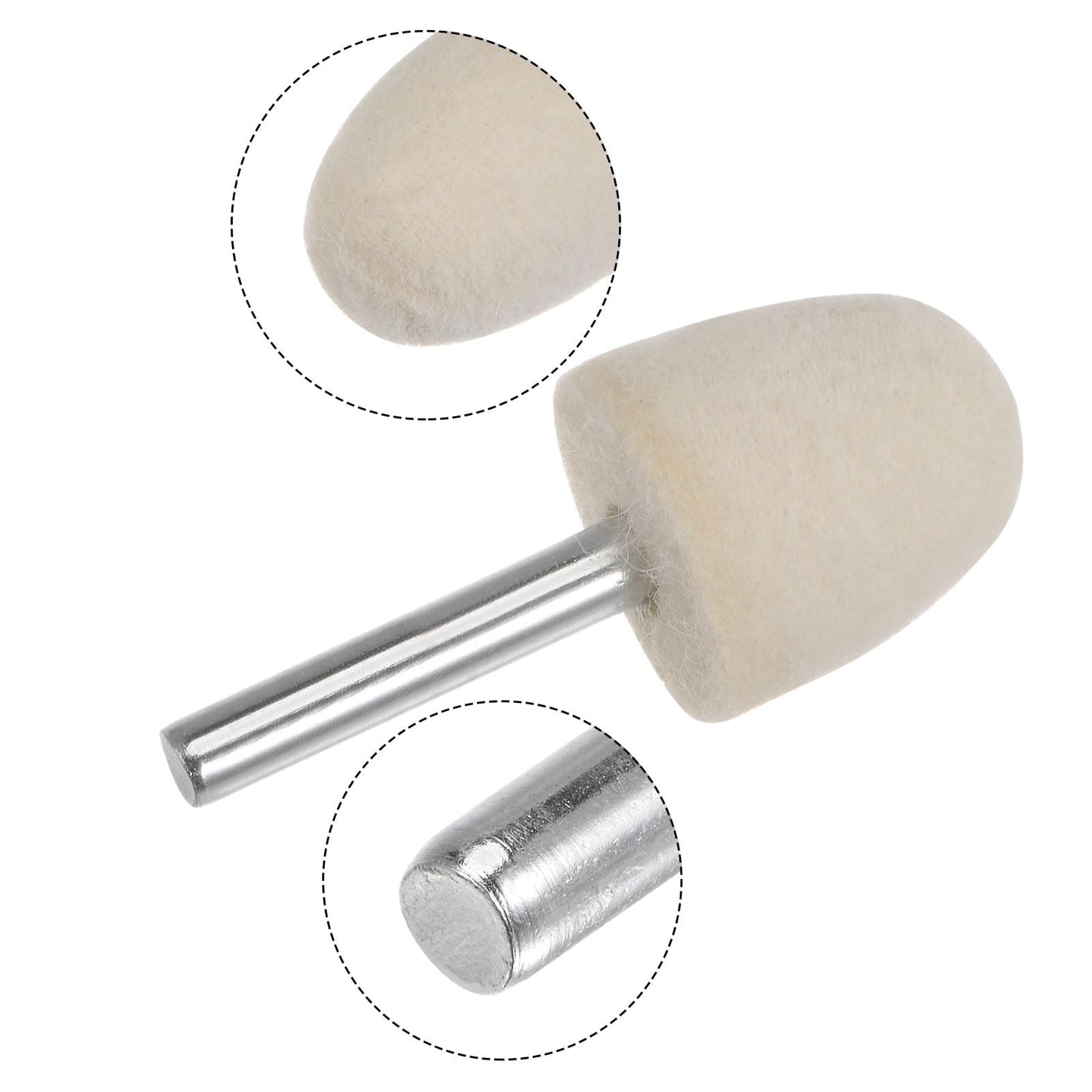 HARFINGTON 10pcs Wool Felt Mounted Mandrel Points 25mm Head 1/4 Inch Shank Conical Polishing Bits Burrs Felt Polishing Buffing Wheel for Rotary Tool