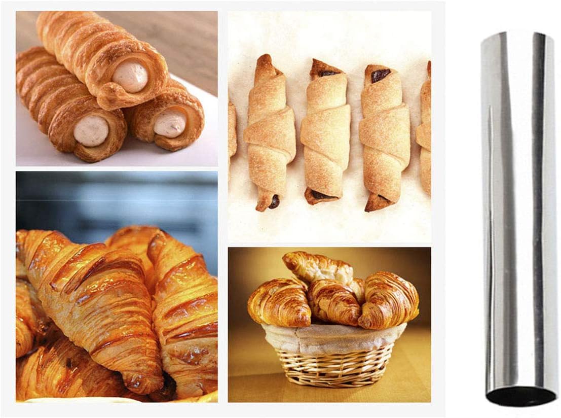 Screw Croissant Molds, VolksRose 12 PCS Non-stick Stainless Steel Waffle Cone Roll Pastry Cream Horn Forms