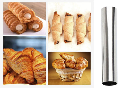 Screw Croissant Molds, VolksRose 12 PCS Non-stick Stainless Steel Waffle Cone Roll Pastry Cream Horn Forms