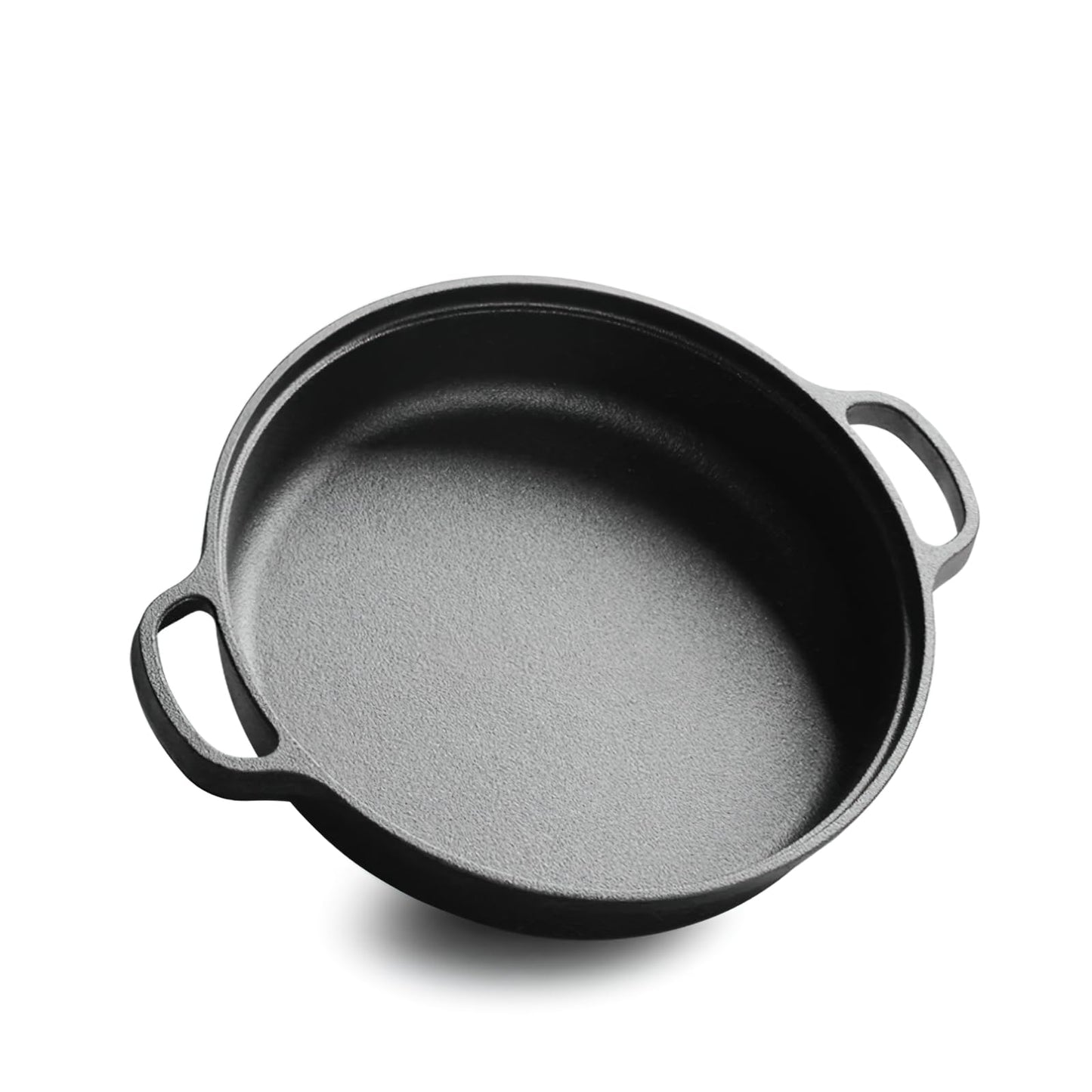LI-GELISI Deepened flat-bottom cast iron frying pan, double-handle thickened uncoated old-fashioned iron pot, pancake and steak frying household multi-purpose large iron pot (25 inch)