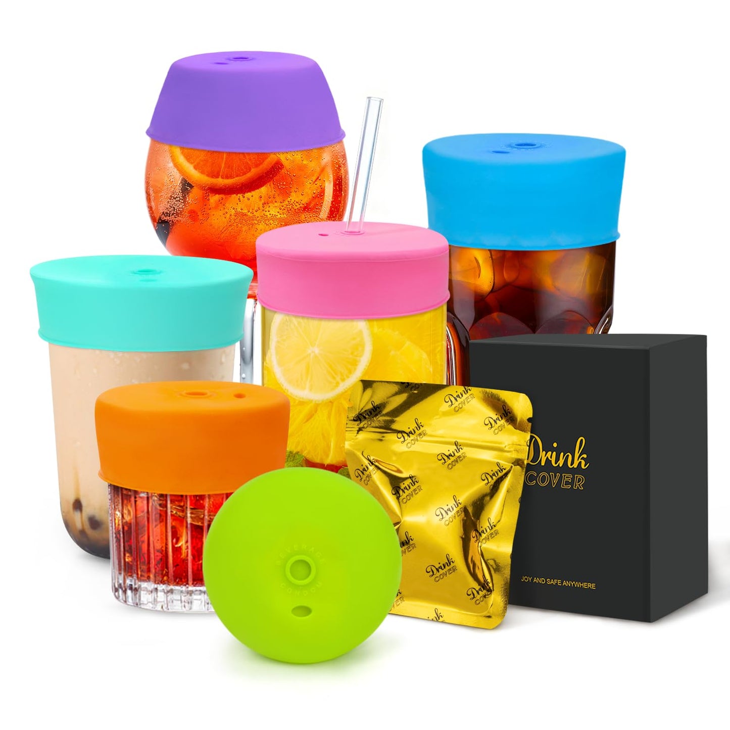 Drink Protection Cover | 100% Silicone and Reusable, Perfect for Parties, Bars or Clubs, Fits All Cup Sizes | Stop Worrying About Beverage Safety (6 Pack)