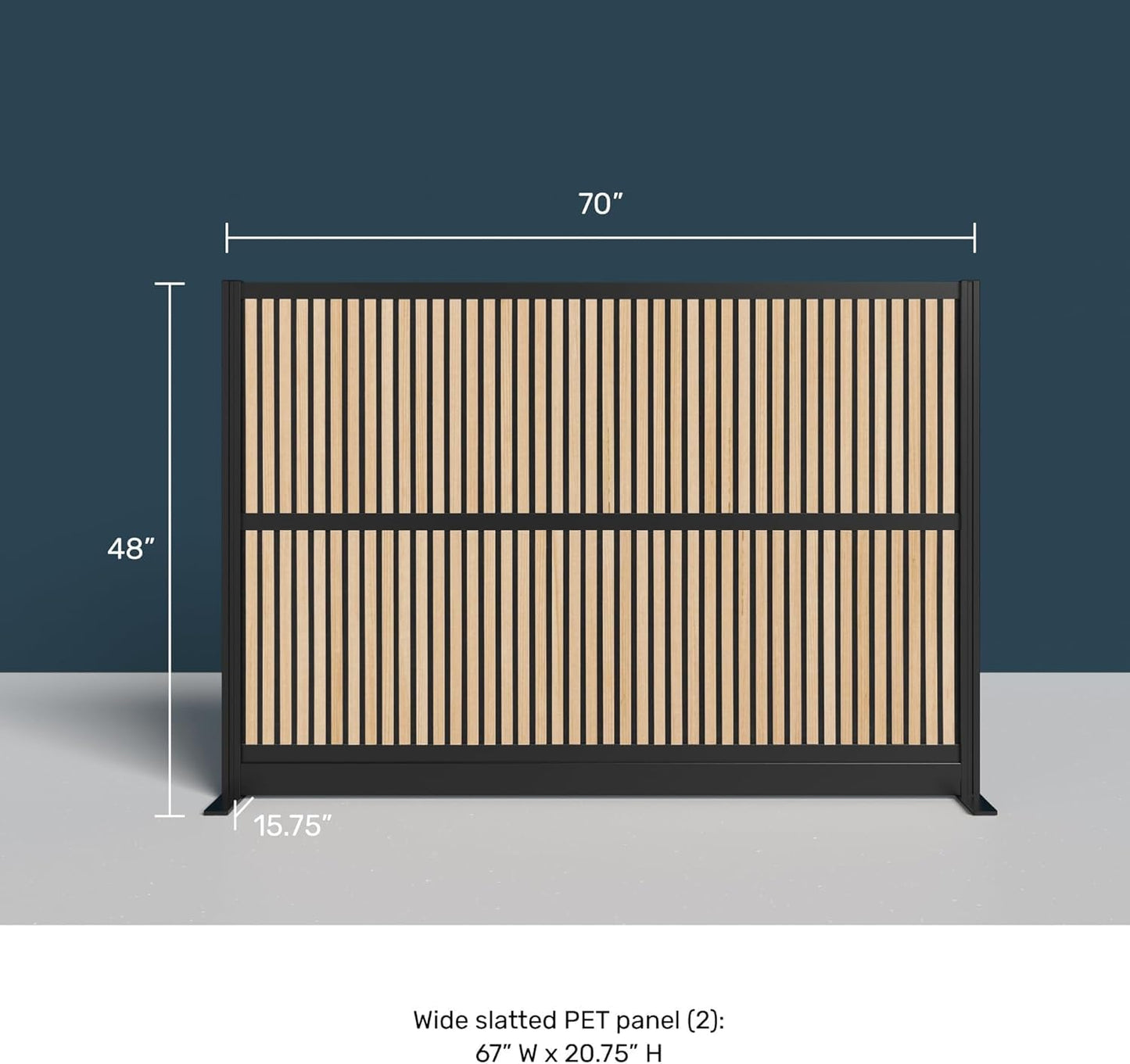 Grove Modular Wall | Room Divider with Faux Wood Slats, Sound Dampening Panels | Expandable Office Partition for Privacy & Stability (70" x 48")