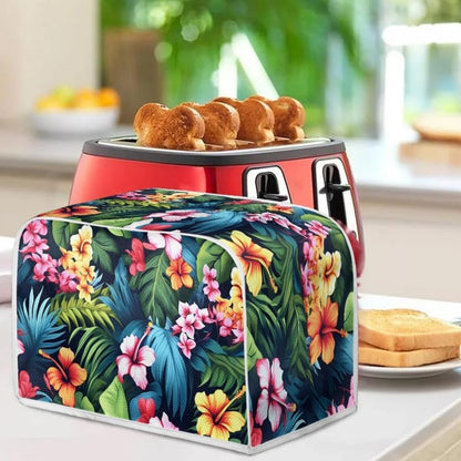 Tropical Floral Hibiscus 2 Slice Toaster Cover, Plus Size Dust Cover for Microwave Oven, Hawaii Island Style Flowers