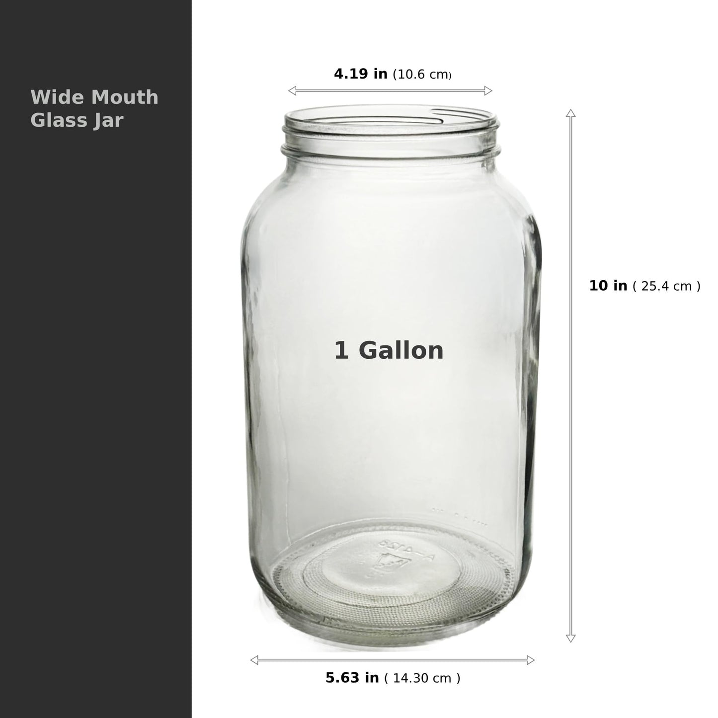 North Mountain Supply 1 Gallon Glass Jar Wide Mouth with Black Plastic Lid - USDA, BPA-Free, Made in the USA - for Fermenting, Storing, Canning, and Much More!