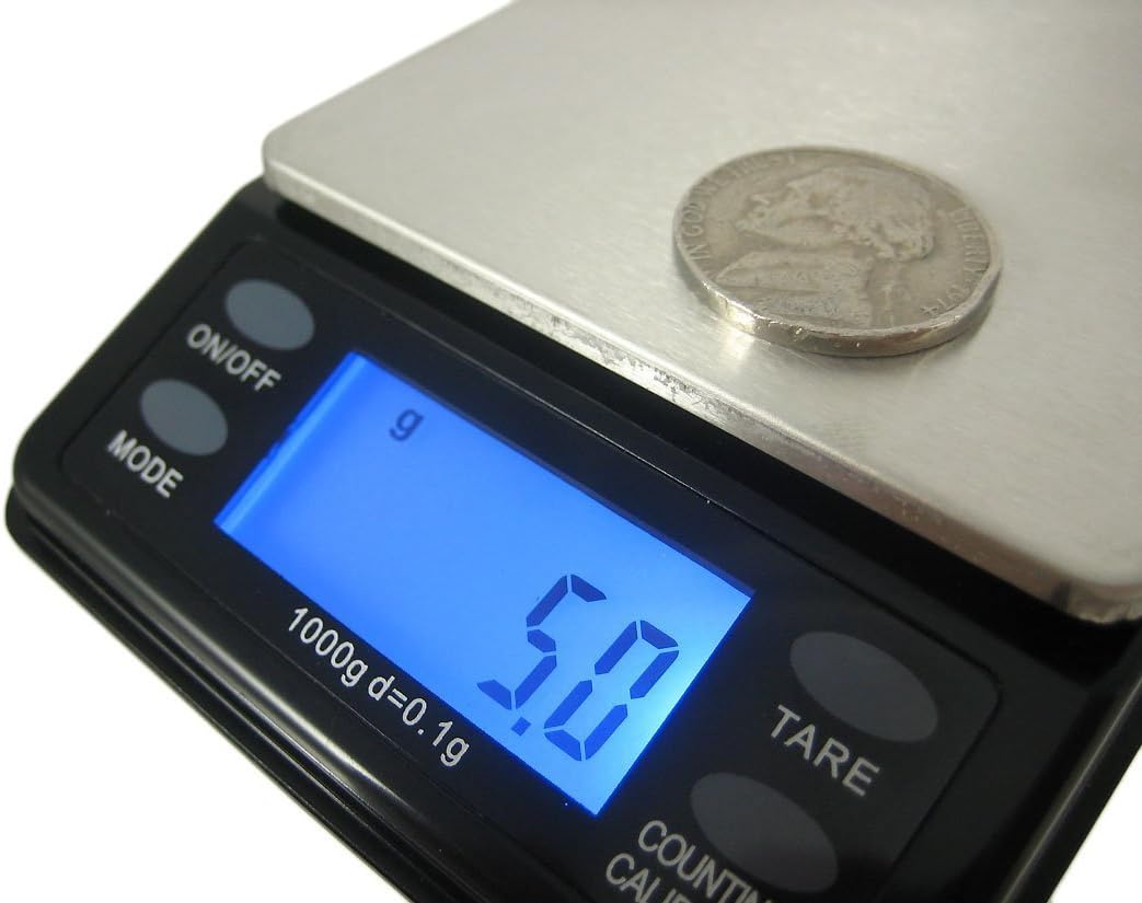 Mini Bench Digital Pocket Scale, 1000 x 0.1gm, Black/Silver