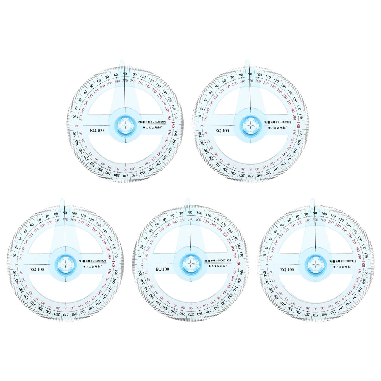 iplusmile 10 Pcs 360 Degree Circle Protractor with Swing Arm 4 Inch Plastic Angle Finder Measuring Ruler for School Geometry Drafting and Woodworking Classroom Bulk Sky Blue