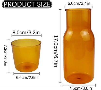 17oz 500ml DOERDO Bedside Carafe Night Water Carafe with Tumbler Glass, Glass Mouthwash Bottle for Bathroom, Bedroom