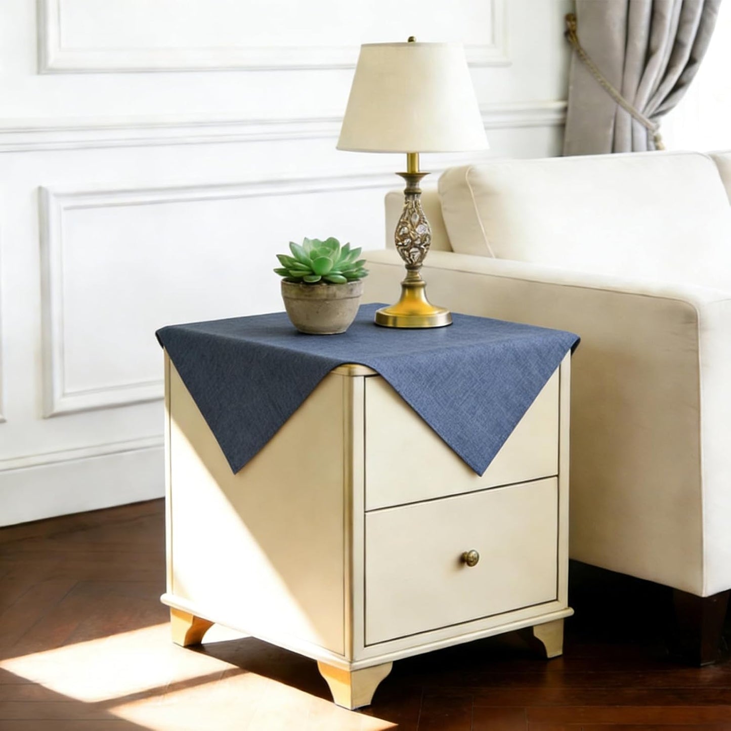 24 24 Inch Wolkemer Farmhouse Faux Linen Square Tablecloth x - Water Resistant Table Cloth Washable Wipeable Table