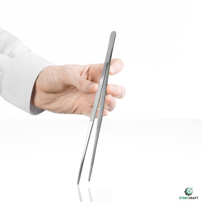 XTRM CRAFT Thumb Dressing Forceps, Mulipurpose Tweezer Stainless Steel, Serrated Tip Straight 12 Inch