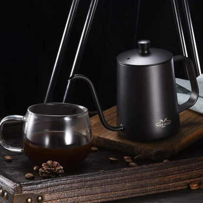 MERMOO YILAN 21oz Gooseneck Coffee Kettle, 600ml Stainless Steel Pour Over Drip Pot for Tea & Coffee (Silver)