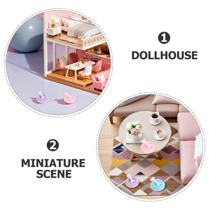 BESTonZON Miniature Dog Bowls Set 8 Pcs Realistic Dollhouse Pet Supplies 0.9 Inch Small Scale Dog Food Dishes for Doll Accessories and Garden Scene Decoration