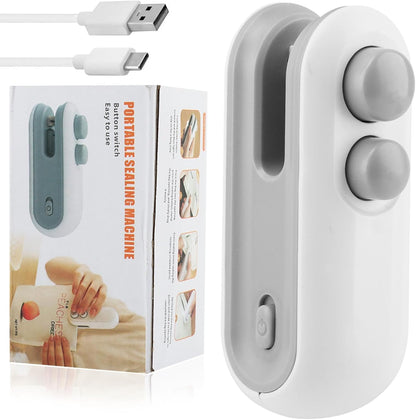 Mini Bag Sealer, USB-C Rechargeable 2 in 1 Heat Sealer with Cutter, Portable Resealer for Food Storage
