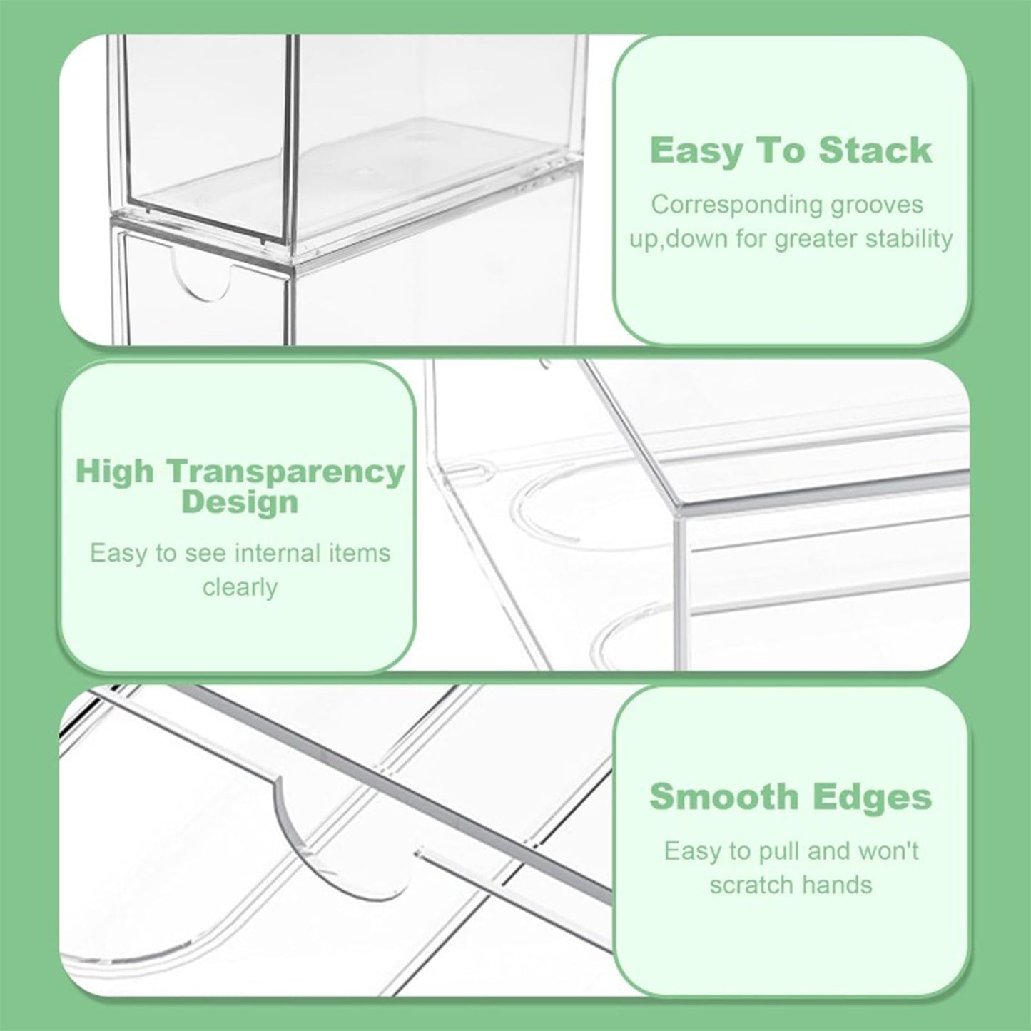 YUNYDSM Transparent Tea Bag Storage Box, 6 PCS Large Bag with Lid, 6×2.3×3.3'' Single-Layer Thickened Drawer, Suitable for Cabinets, Kitchen