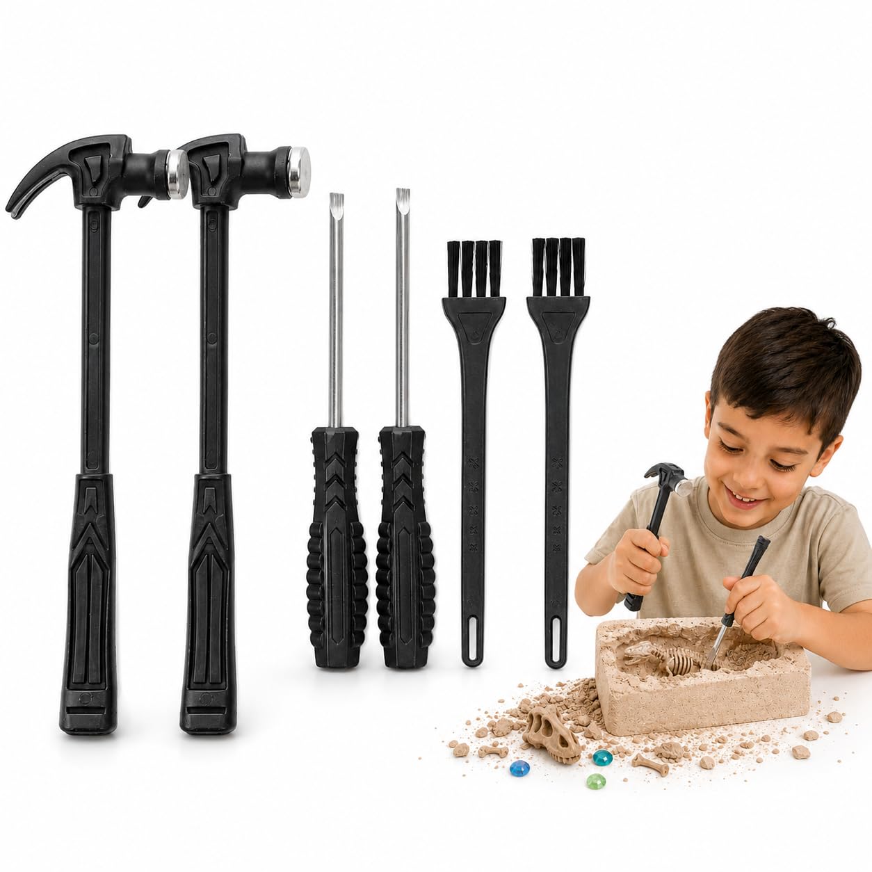 Gadpiparty 2 Sets Experiment Toy Digging Tools for Kids Dinosaur Dig Tools Kit Educational Learning Toy Digging Chisel Excavation Tool Hammer kit for Gems Fossils