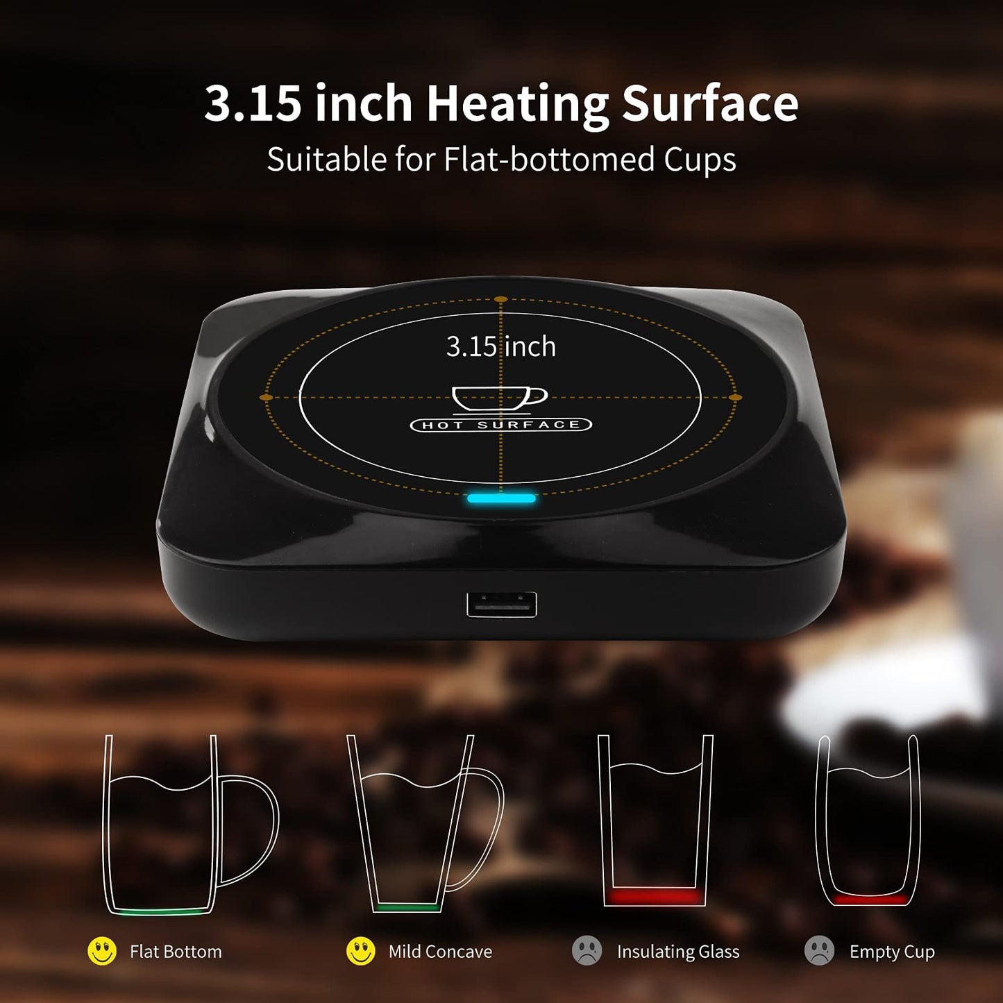 Coffee Mug Warmer, Smart USB Coffee Cup Warmer with Pressure-Induced Auto On/Off, Coffee Accessories for Home Office Desk