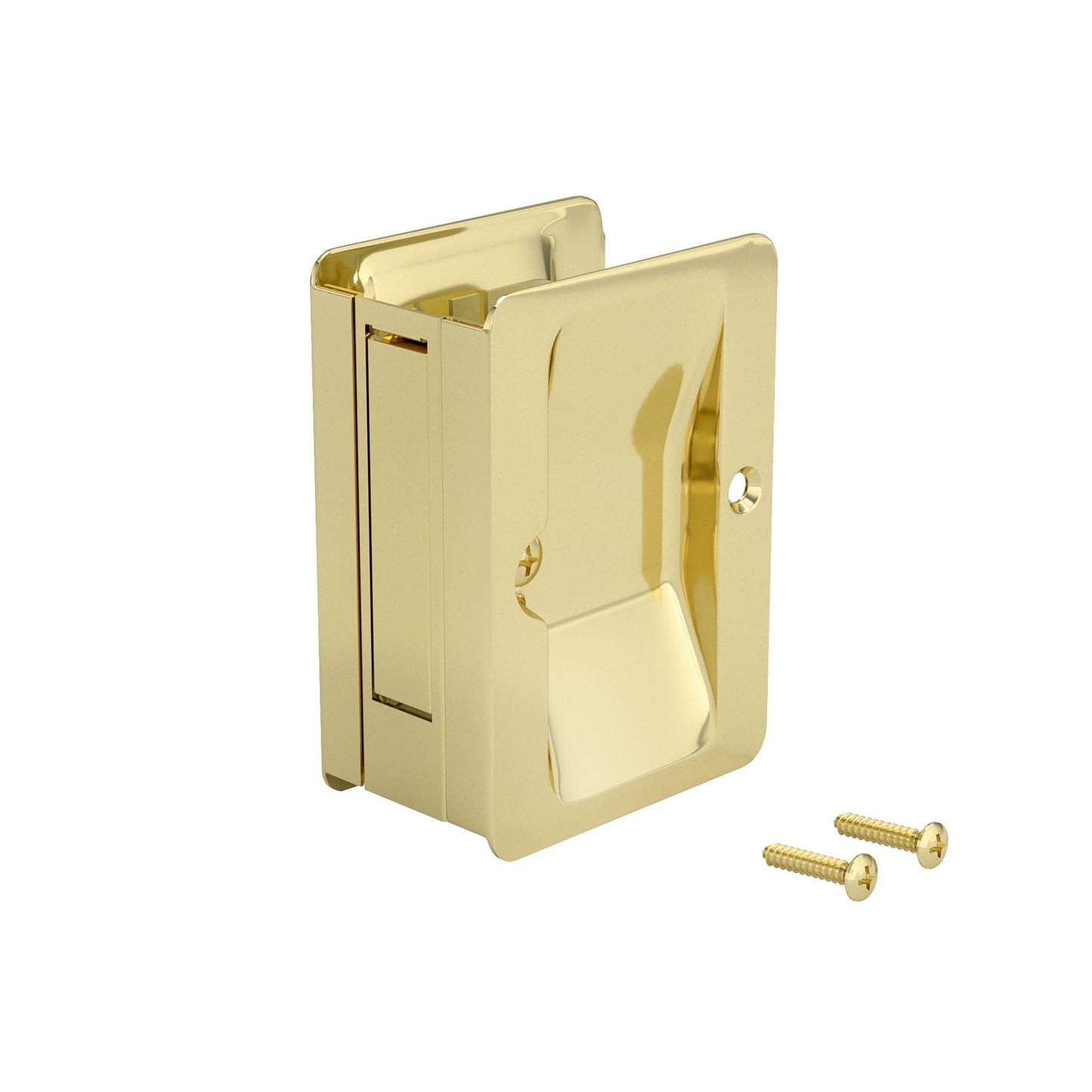 Onward 1700BPSBC Pocket Door Pull with Passage Lock-Rectangular, Brass