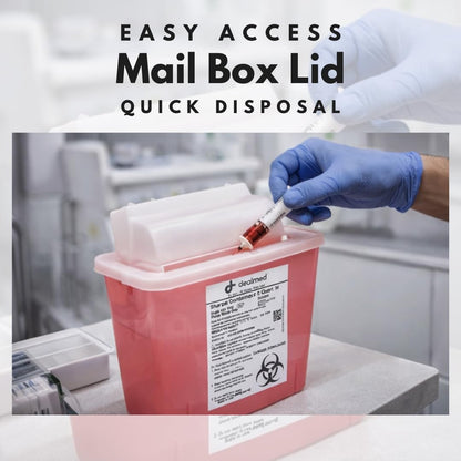 Dealmed Sharps Container 5 Quart Mailbox Lid, Professional Medical Needle Disposal, Puncture Resistant Container for Healthcare Facilities, Red (Pack of 2)