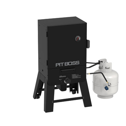 Pit Boss 30‑Inch Gas Vertical Smoker – 983 Sq. In. Cooking Surface, 12,500 BTU Dual‑Burner System, 100–300°F Temperature Range with Adjustable Racks & Wood Smoke Tray